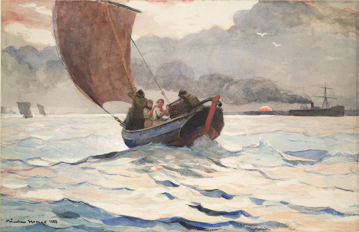 Visszatérő halászhajók alkotó: Winslow Homer