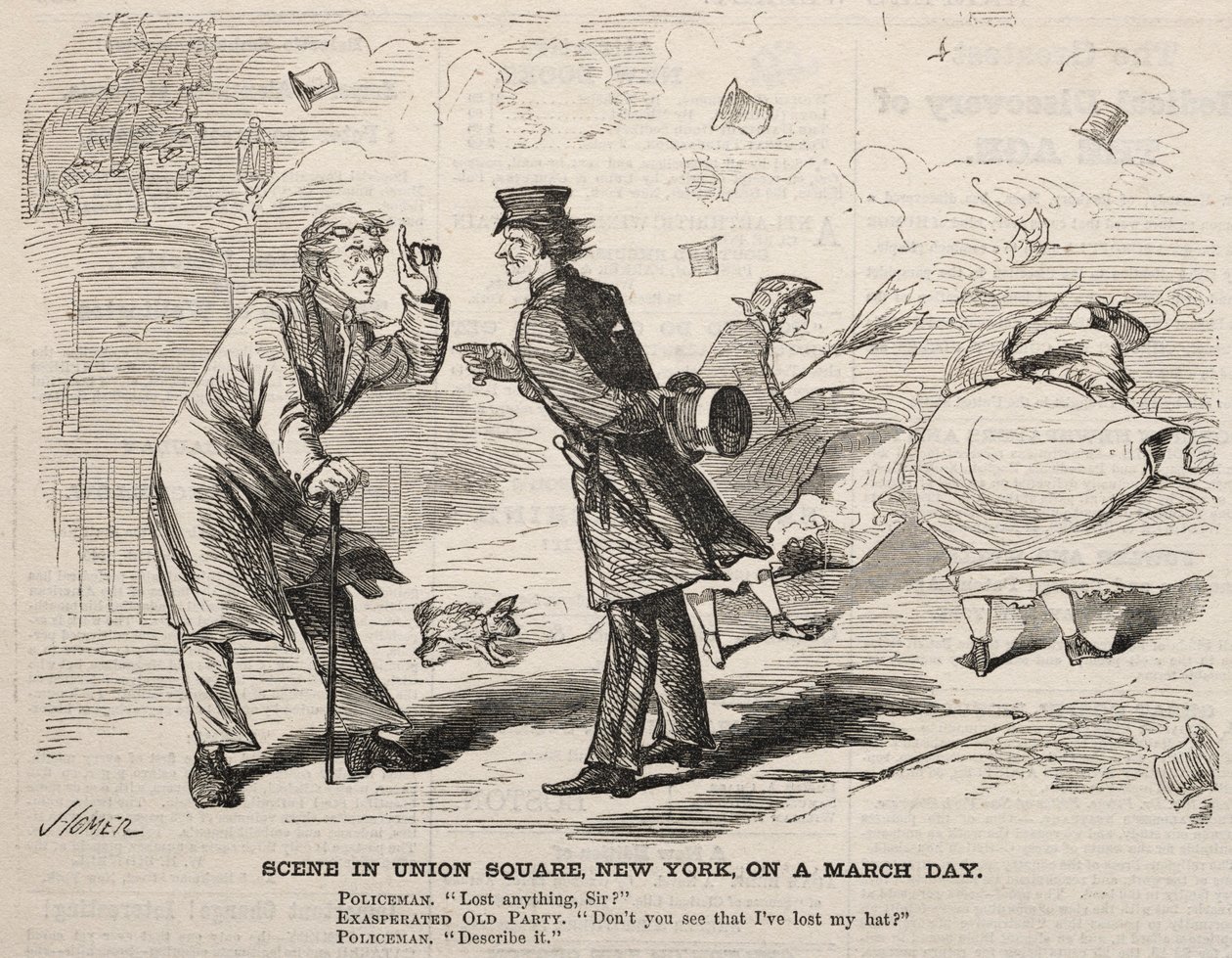 Jelenet a New York-i Union Square-en egy márciusi napon alkotó: Winslow Homer