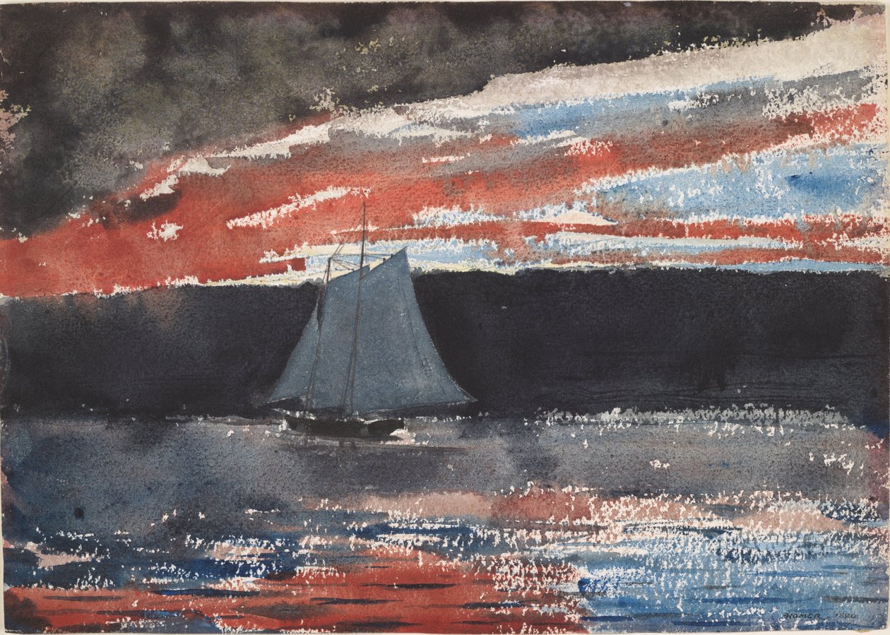 Szkúner naplementekor alkotó: Winslow Homer