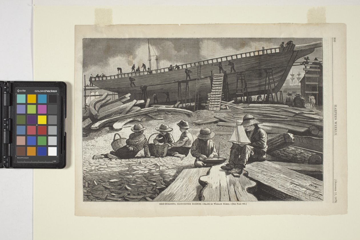 Hajóépítés, Gloucester kikötő (tinta) alkotó: Winslow Homer