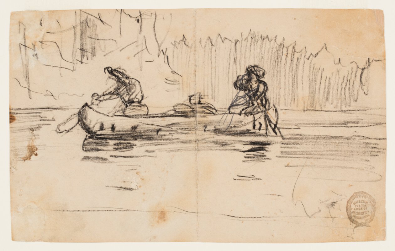 Oldalnézetből a kenu két férfival alkotó: Winslow Homer