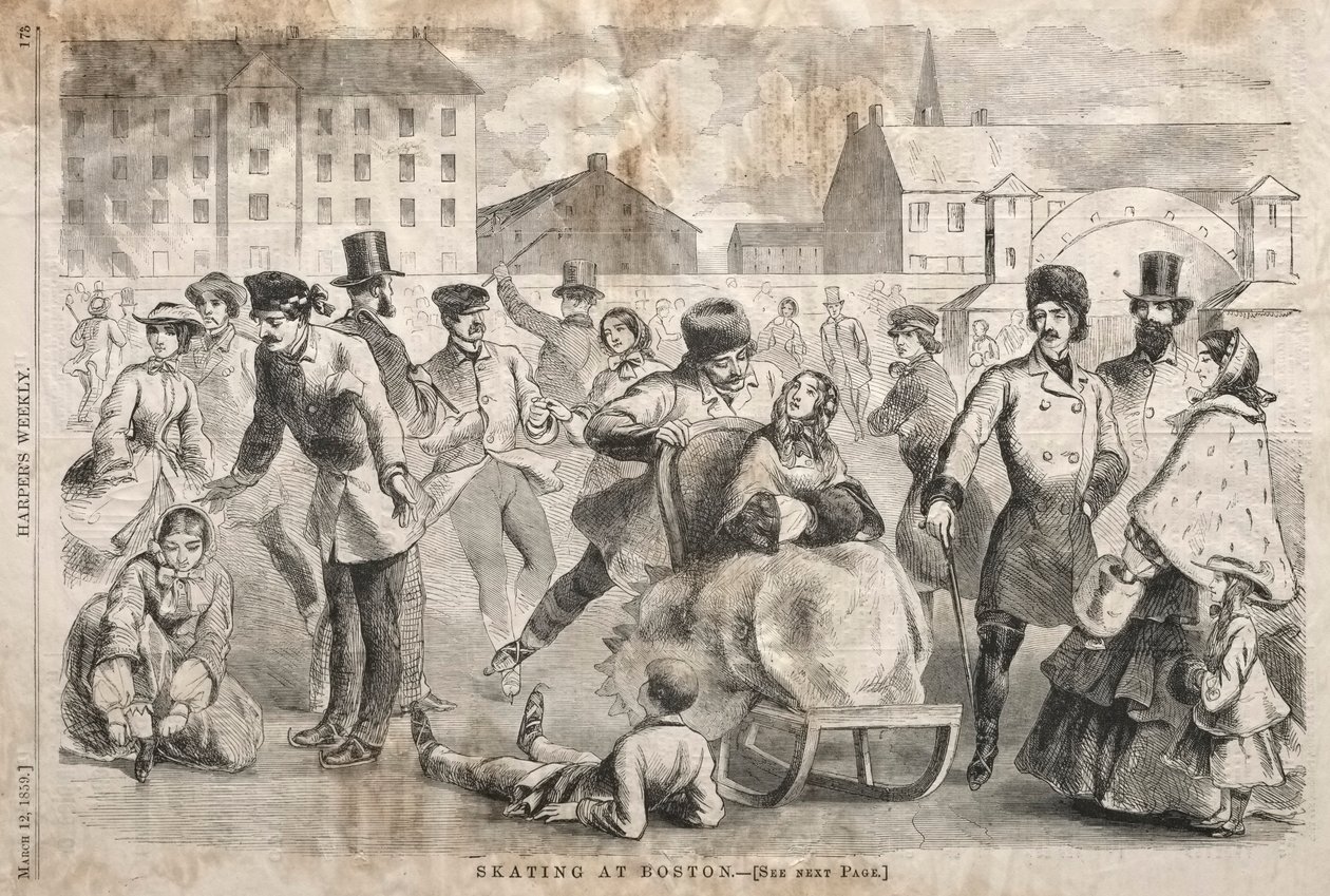 Korcsolyázás Bostonban, 1859. alkotó: Winslow Homer