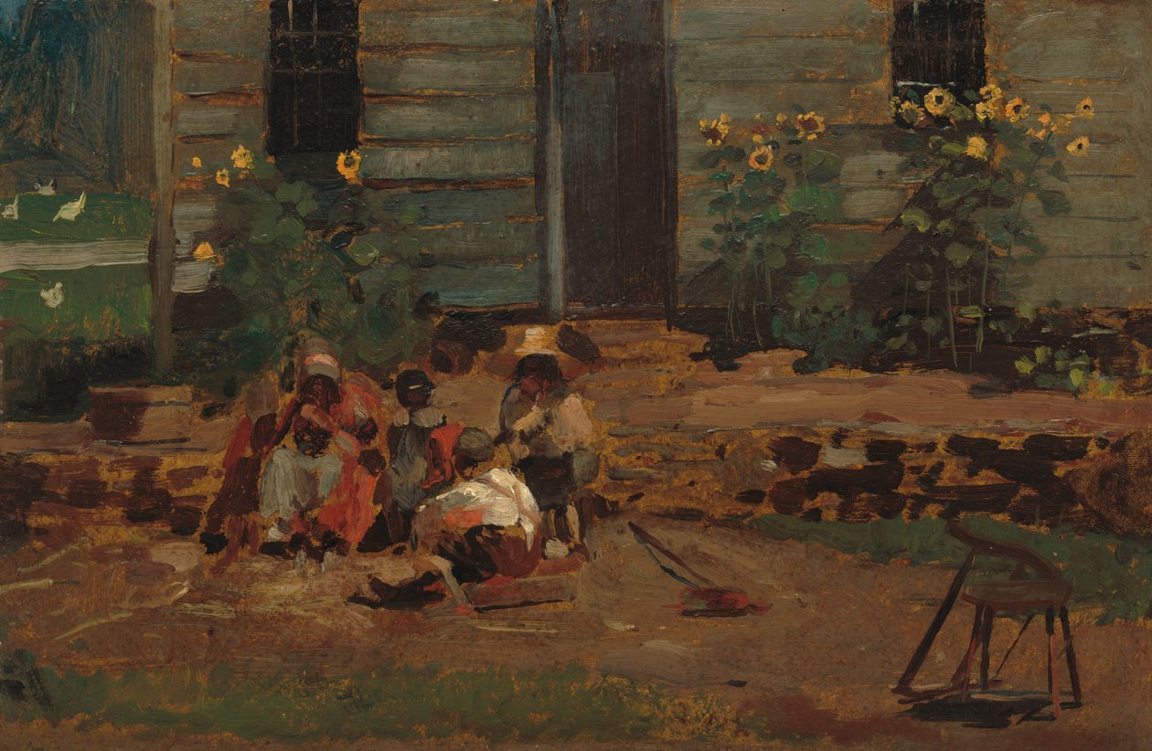 Vázlat a házikó udvaráról alkotó: Winslow Homer