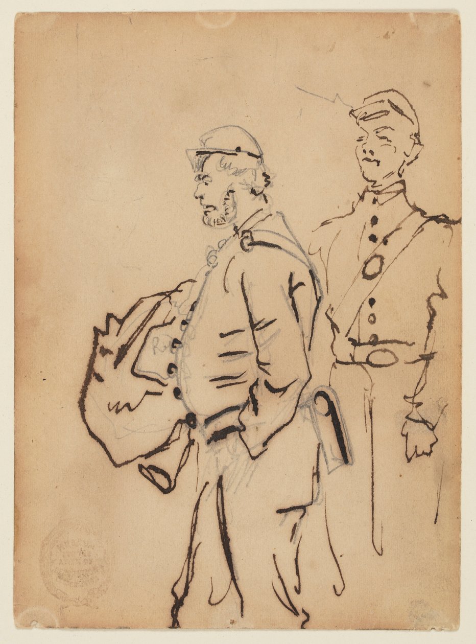 Katonák vázlatai alkotó: Winslow Homer