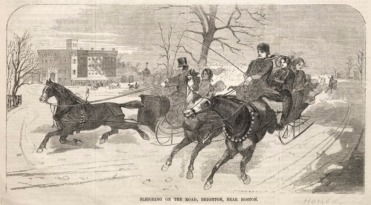 Szánkózás az úton, Brighton, Boston közelében, 1859. alkotó: Winslow Homer