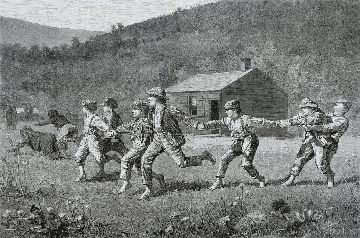 Snap-the-Whip, a Harpers Weekly-ből, 1873. szeptember 20. (fametszet újságpapíron) alkotó: Winslow Homer