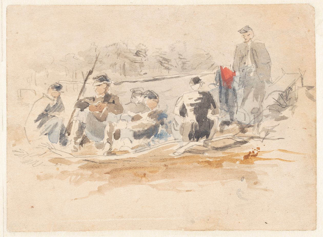 Egy csoportban ülő katonák alkotó: Winslow Homer
