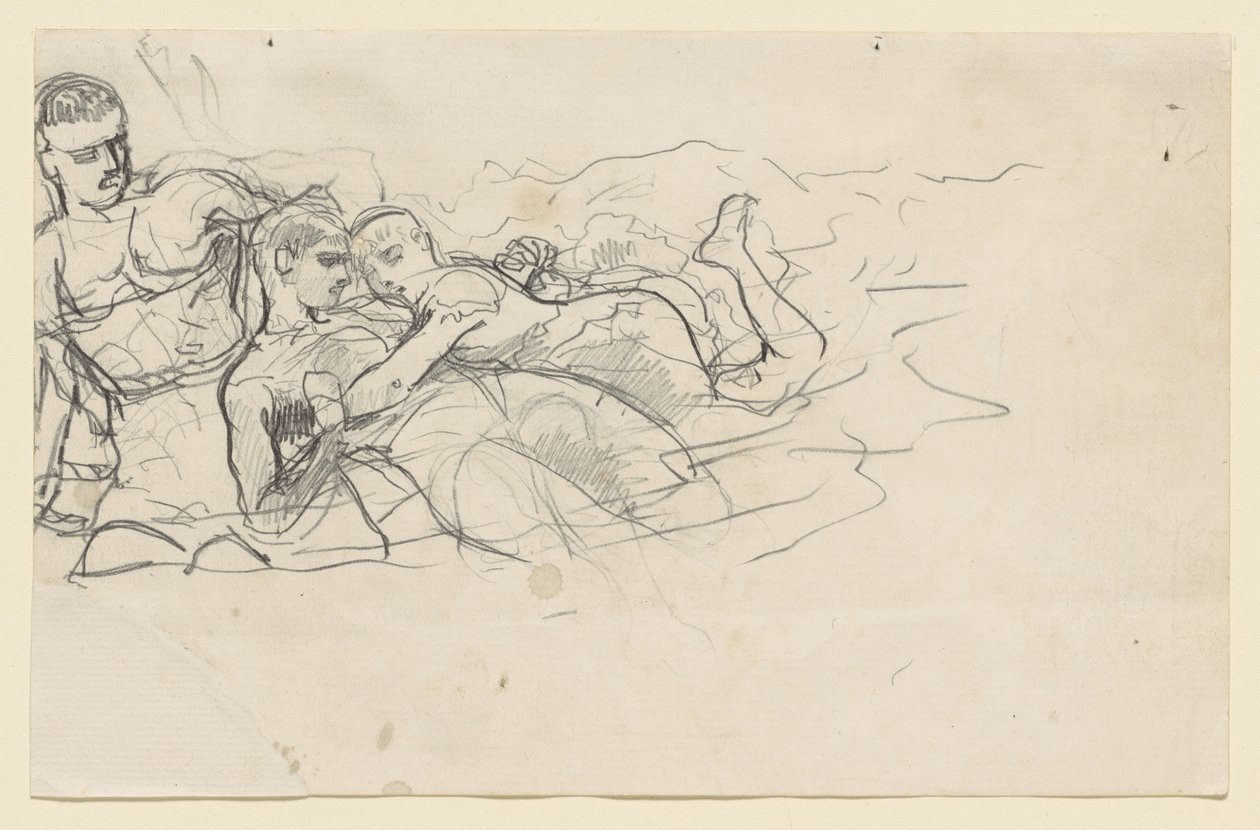 Két fuldokló alak felé tekintő álló férfi (tanulmány a Visszaáramláshoz) alkotó: Winslow Homer