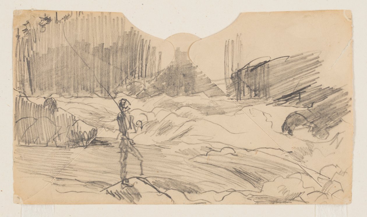 Tanulmány az "Ouananiche Fishing" St. John-tó számára alkotó: Winslow Homer