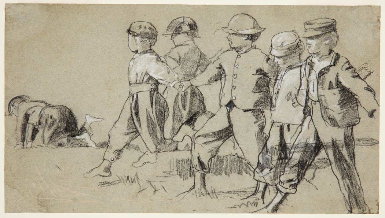 Tanulmány a "Snap the Whip"-hez alkotó: Winslow Homer