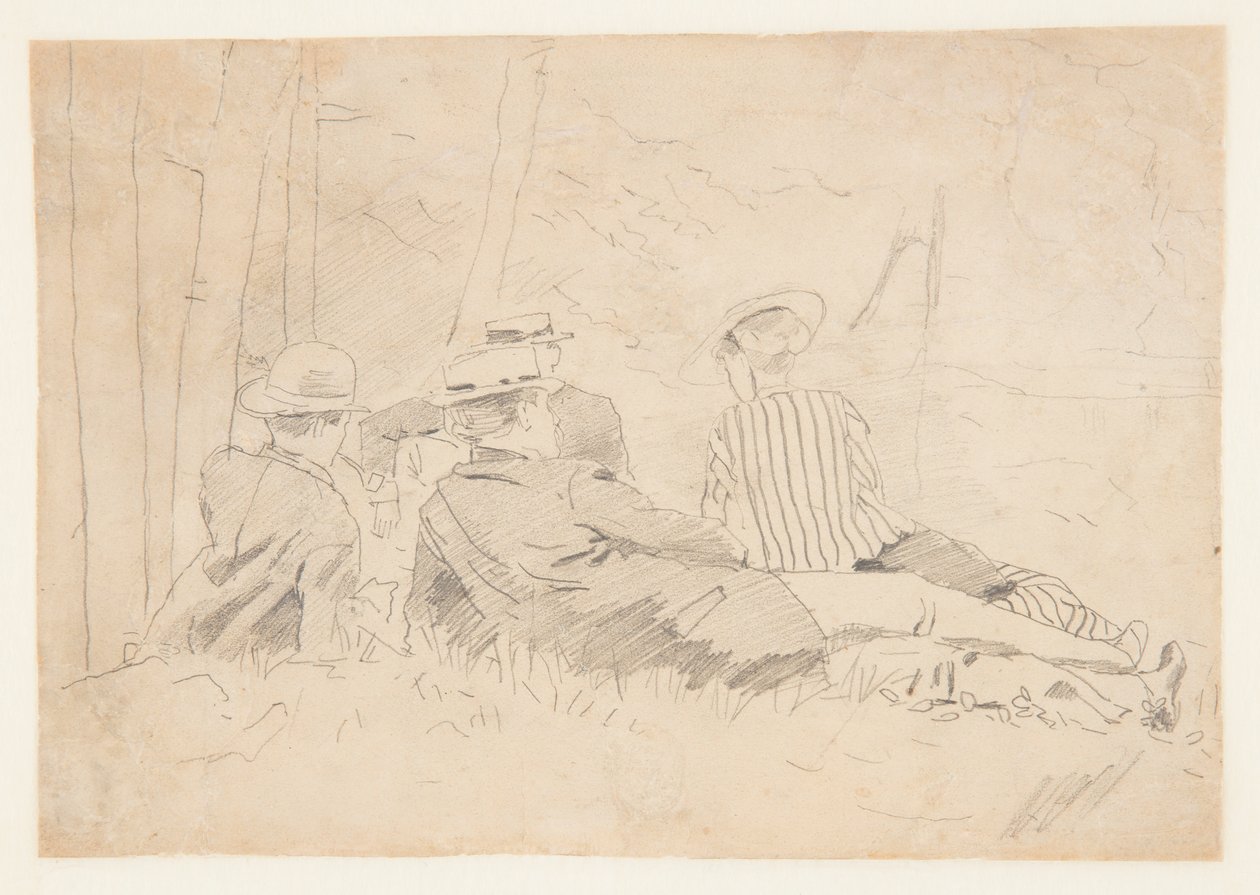 Tanulmány a "The Fishing Party" számára alkotó: Winslow Homer
