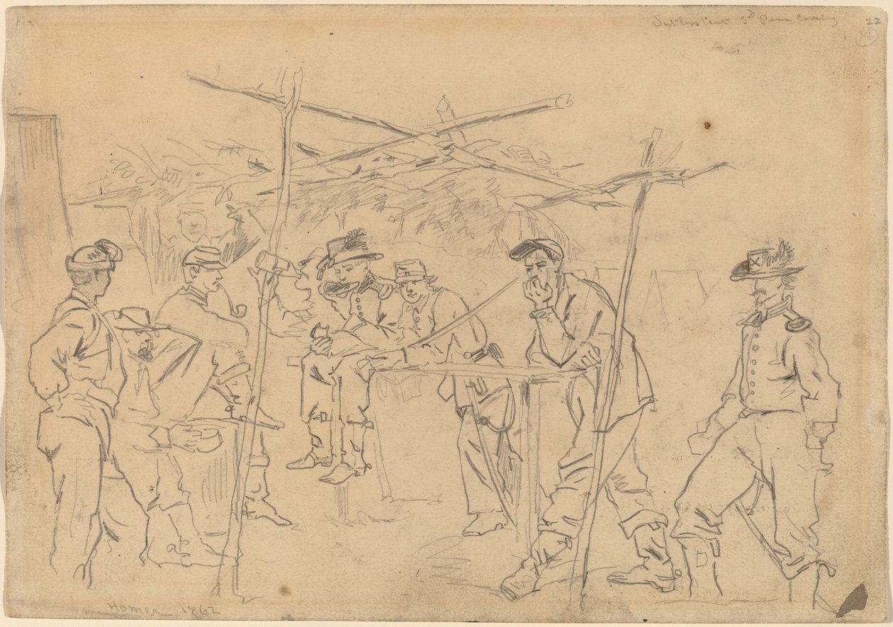 Sutler sátra, 3. pennsylvaniai lovasság [recto], 1862. alkotó: Winslow Homer