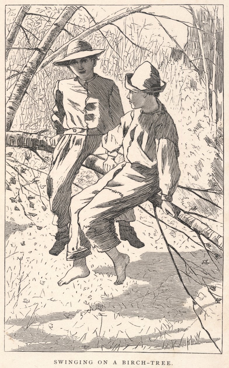 Hintázás a nyírfán, a Fiatalok, 1867. júniusi számából alkotó: Winslow Homer