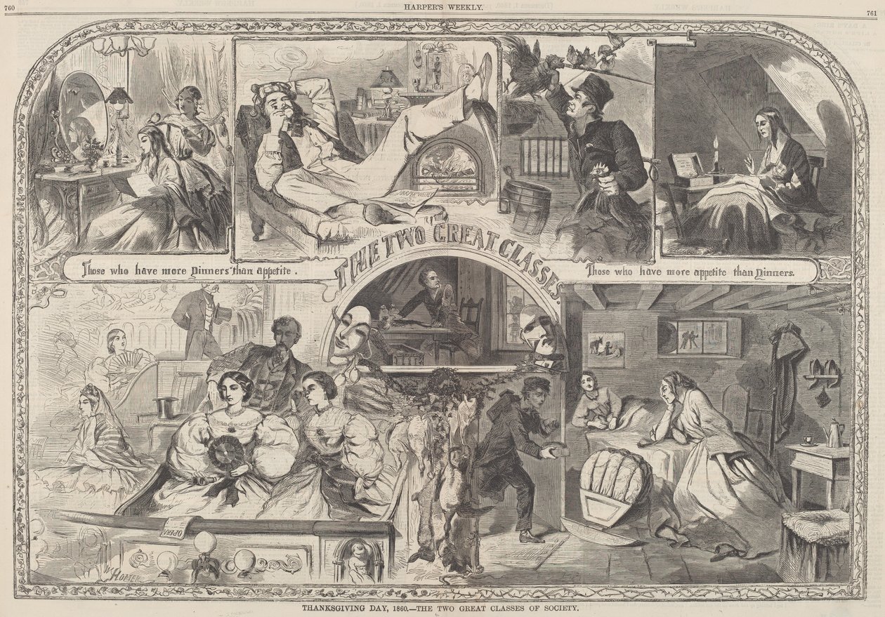 Hálaadás napja, 1860 – A társadalom két nagy osztálya, 1860-ban jelent meg. alkotó: Winslow Homer