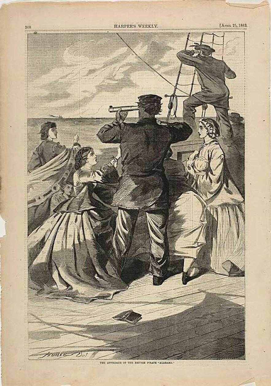 Az "Alabama" brit kalózhajó megközelítése alkotó: Winslow Homer