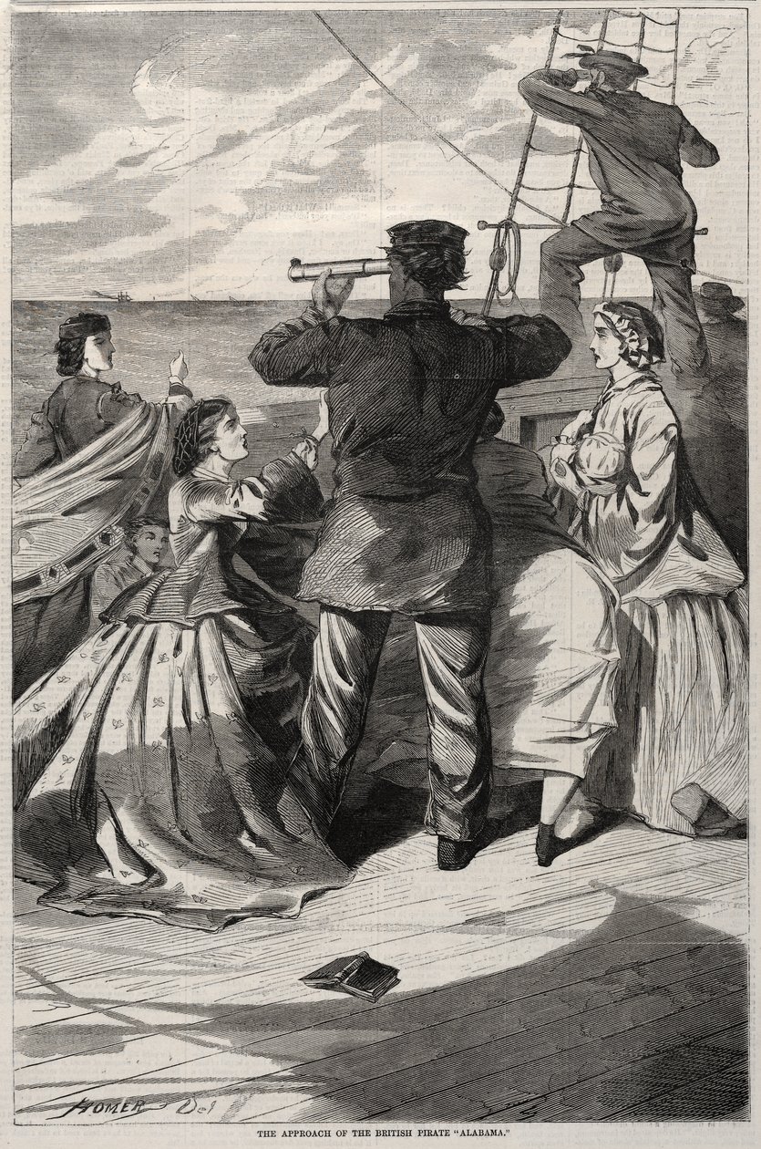 Az „Alabama” nevű brit kalózhajó megközelítése alkotó: Winslow Homer