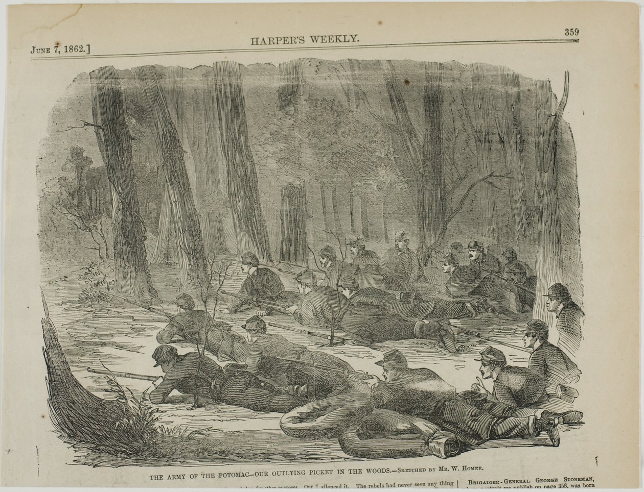 A Potomac-hadsereg - a mi előőrsünk az erdőben alkotó: Winslow Homer
