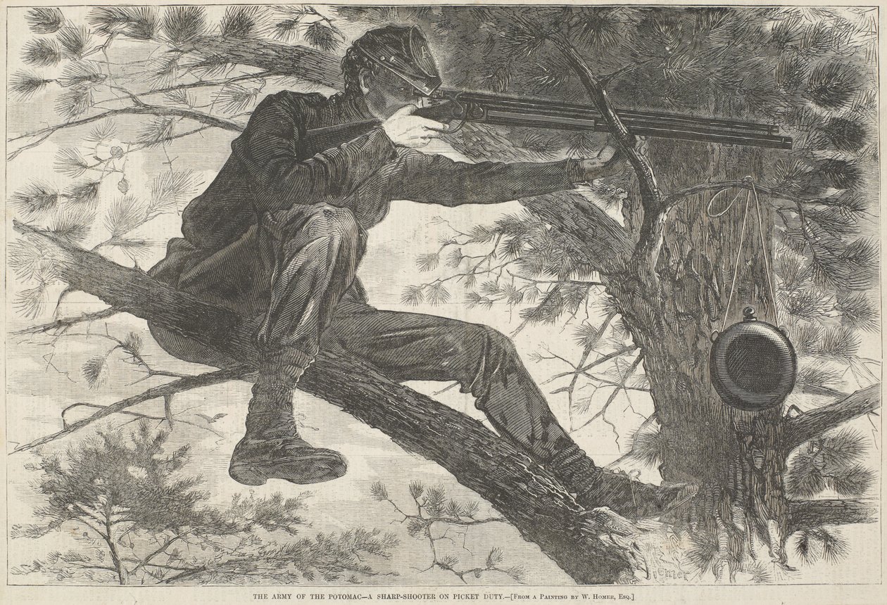A Potomac serege – Egy éles lövöldözős szolgálatban, 1862. november 15. (fametszet) alkotó: Winslow Homer