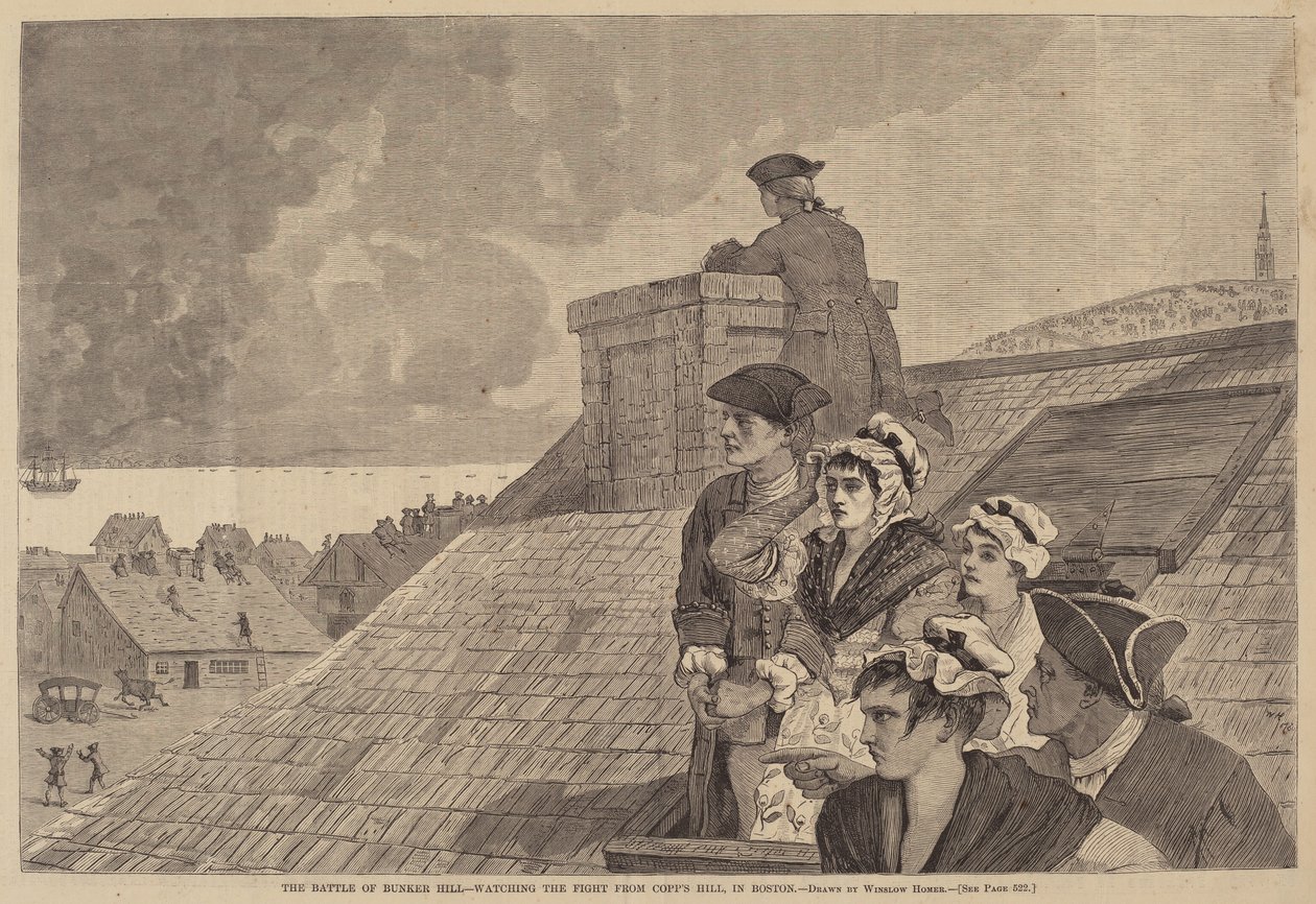 A Bunker -Hill csata - A Bostoni Copp -hegység harcának figyelése, 1875 -ben. alkotó: Winslow Homer