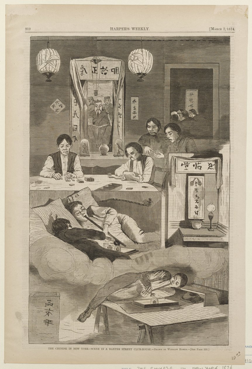 A kínaiak New Yorkban – Jelenet a Baxter Street-i klubházban alkotó: Winslow Homer