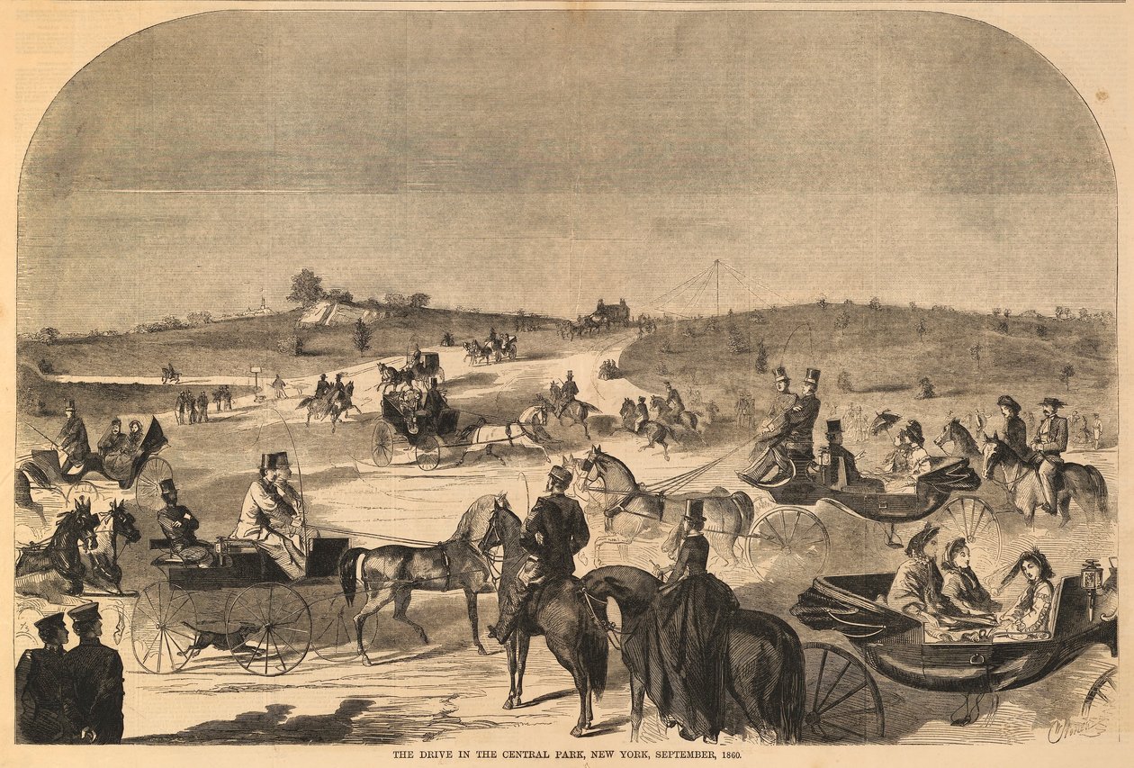 The Drive in the Central Park, New York, 1860. szeptember, a Harper