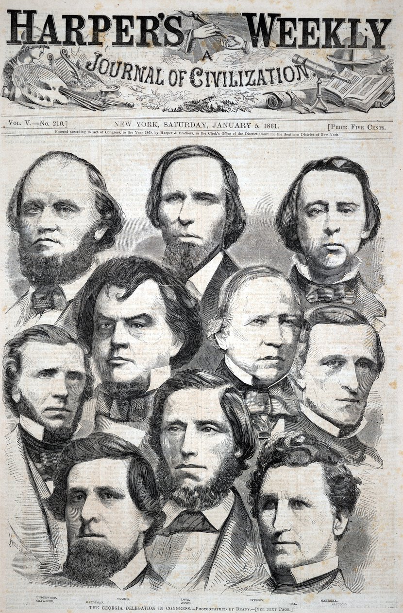 A georgiai küldöttség a Kongresszusban – Fotó: Brady, a Harper’s Weekly 1861. január 5-i számából alkotó: Winslow Homer