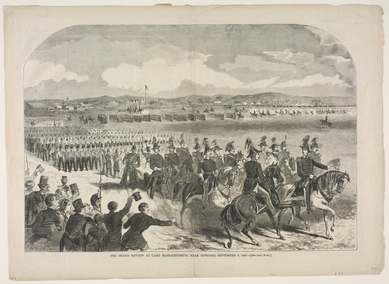 A nagy felvonulás a Concord közelében fekvő Camp Massachusetts-ben, 1859. szeptember 9-én alkotó: Winslow Homer