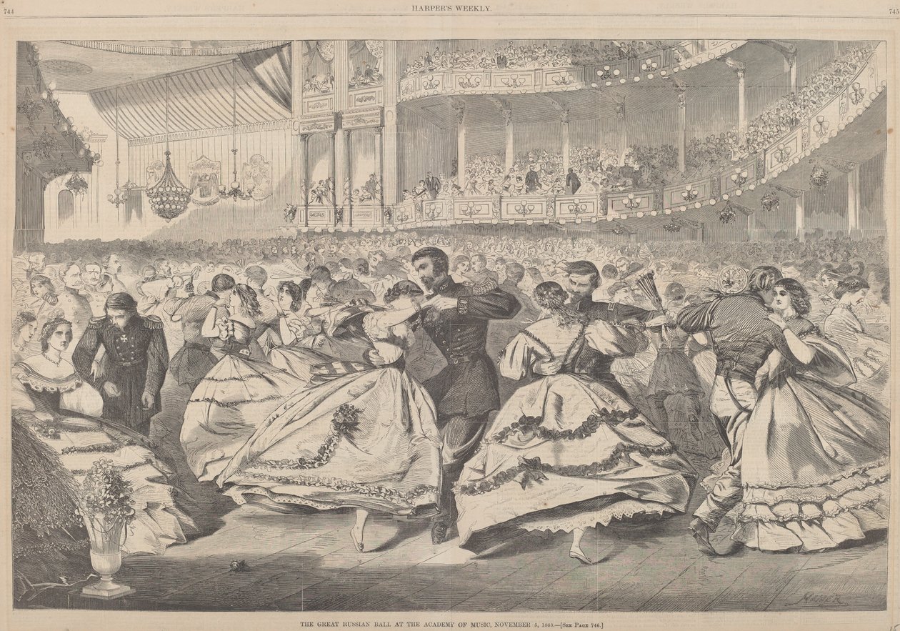 A Nagy Orosz Bál a Zeneakadémián, 1863. november 5., 1863. kiadás. alkotó: Winslow Homer