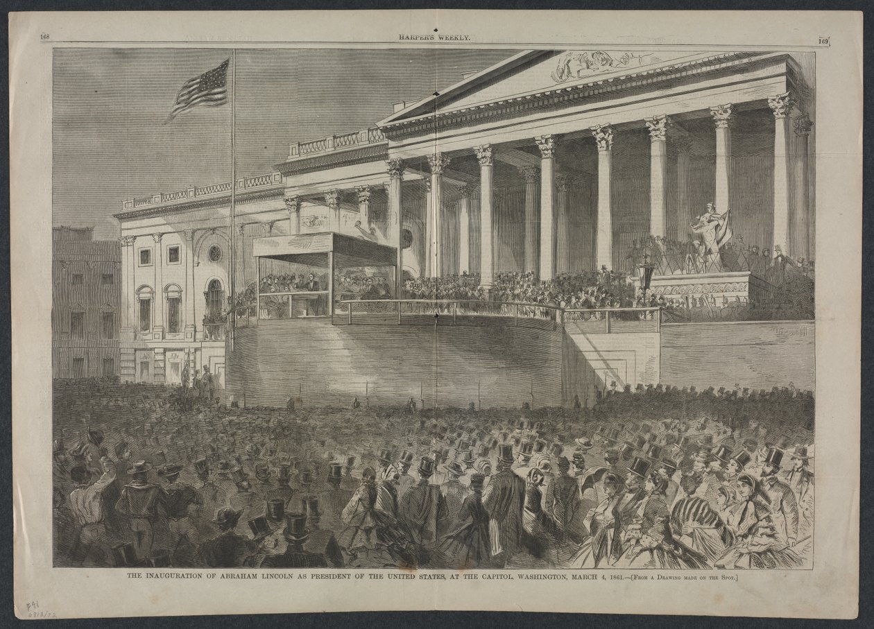Abraham Lincoln beiktatása az Egyesült Államok elnökévé, 1861. március 4. alkotó: Winslow Homer