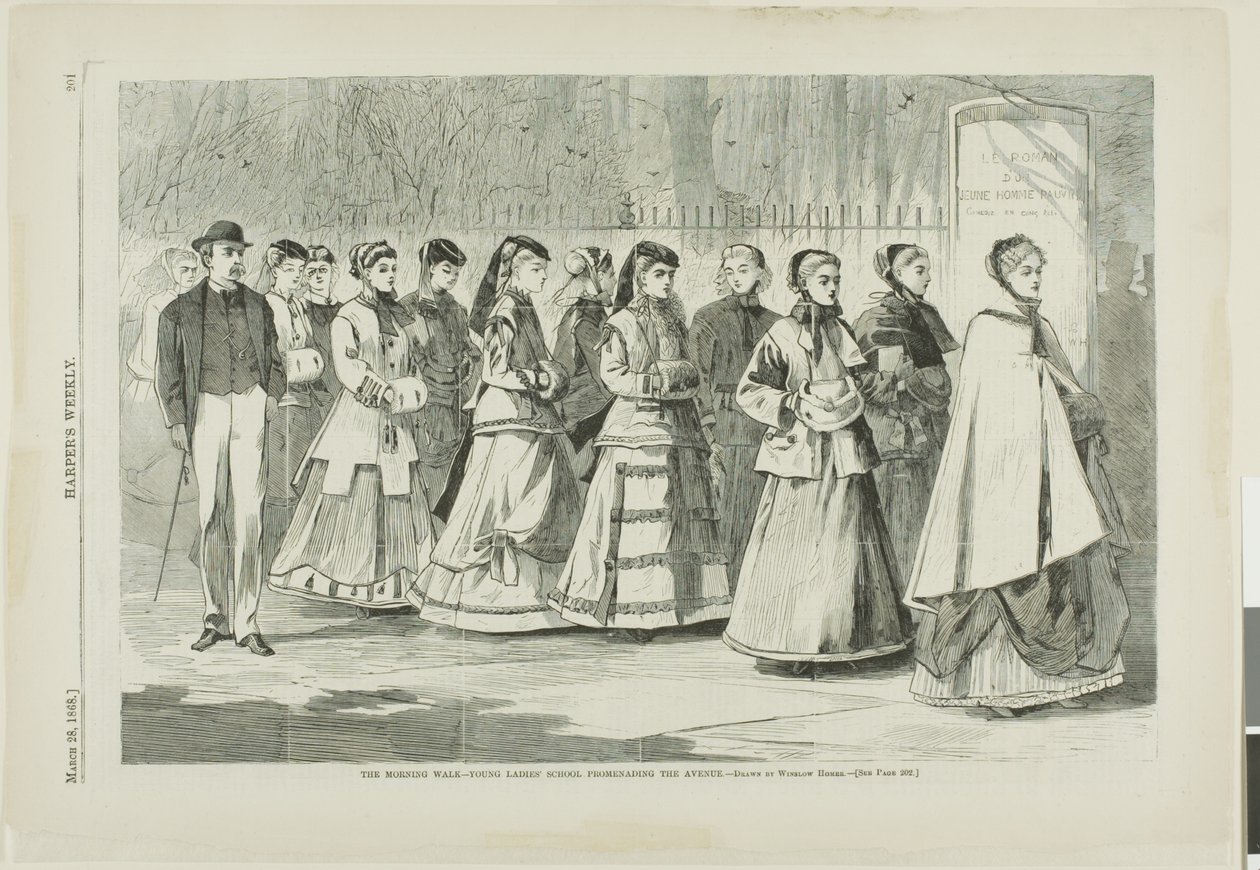 A reggeli séta - a Fiatal Női Iskola sétál a sugárúton alkotó: Winslow Homer