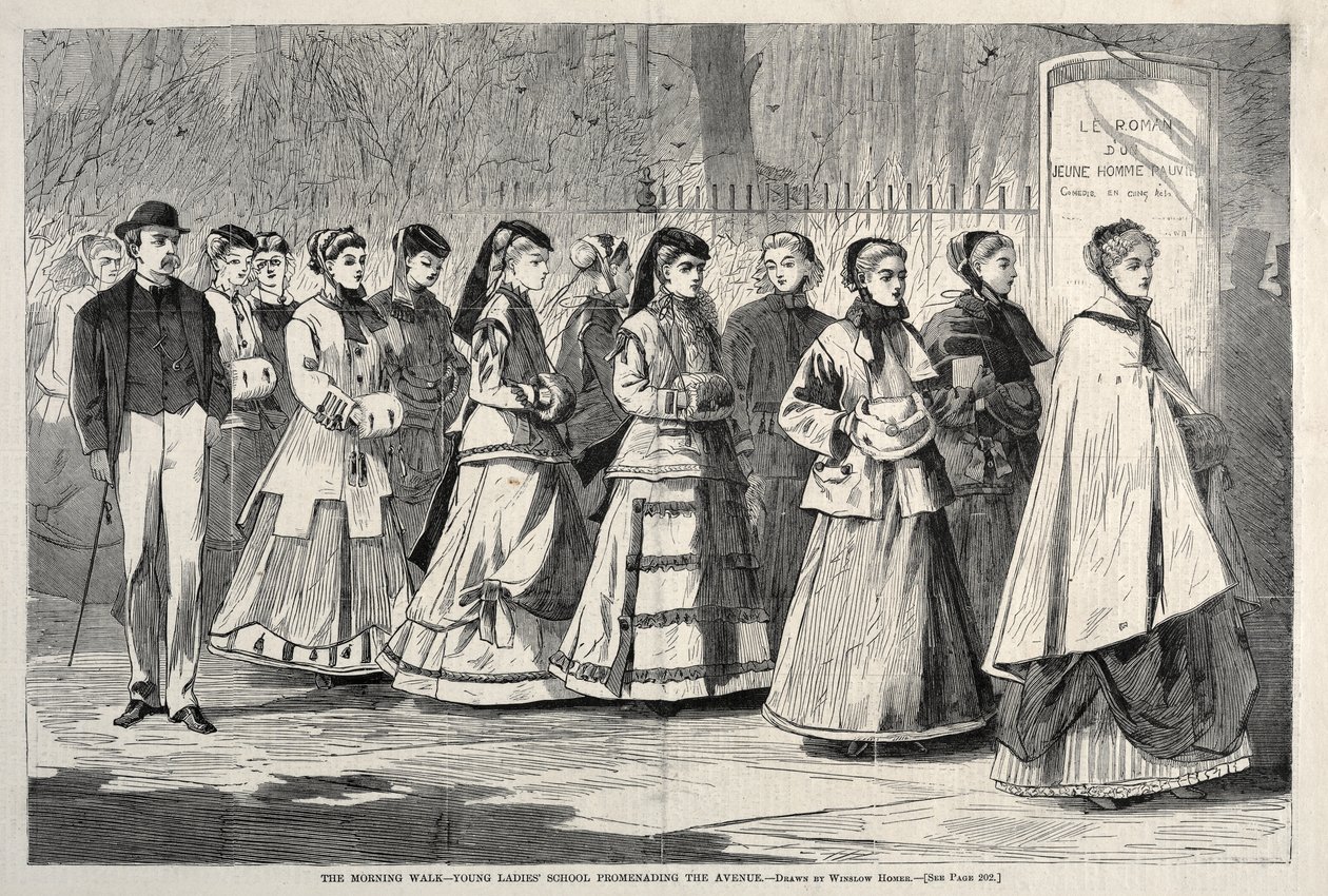 A reggeli séta – A leányiskola diákjai sétálnak az sugárúton alkotó: Winslow Homer