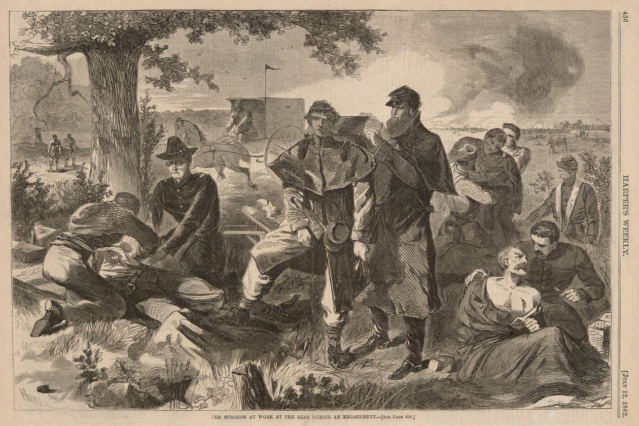 A sebész hátul dolgozik egy eljegyzés alatt, a Harpertől alkotó: Winslow Homer