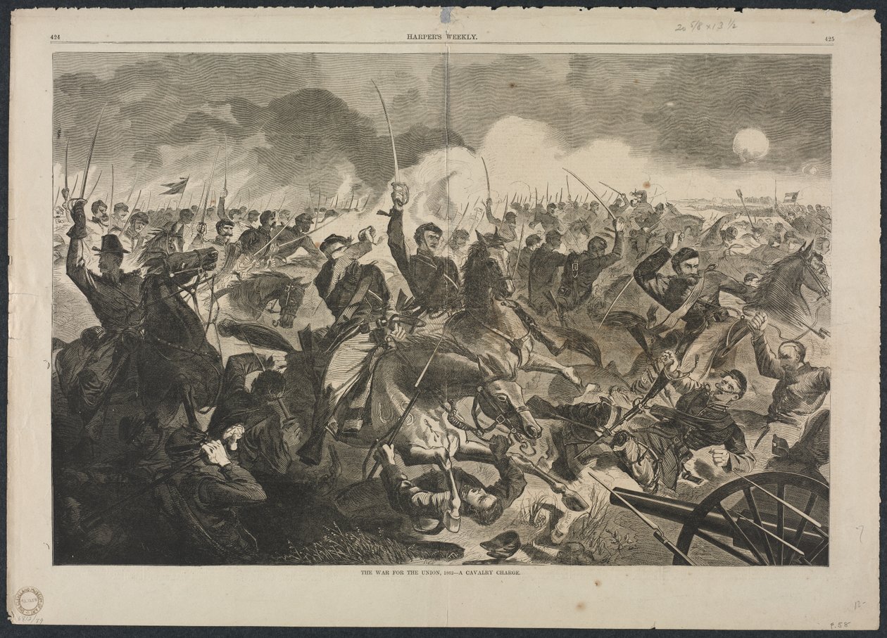 A háború az Unióért, 1862 – A lovassági roham, 1862. alkotó: Winslow Homer