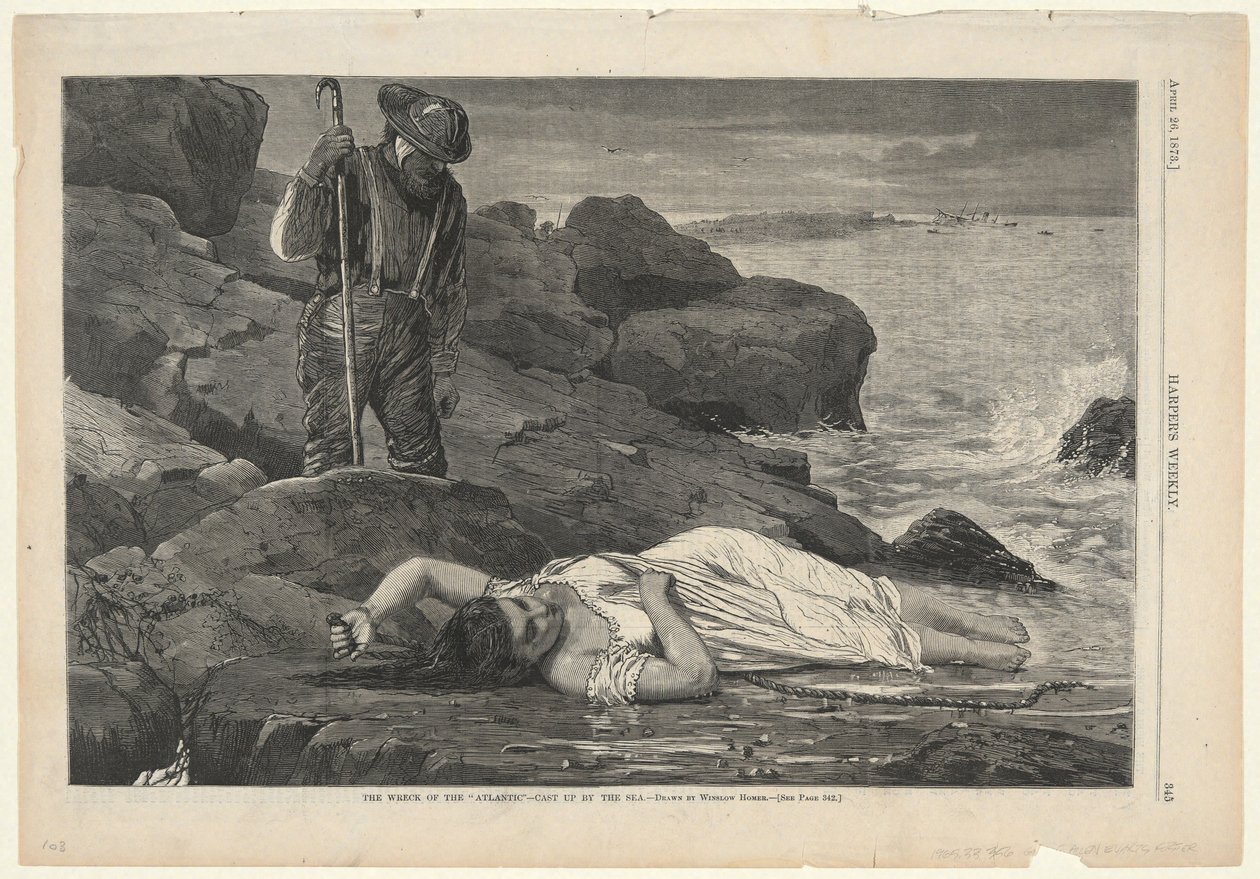 Az „Atlantic” hajó roncsai – a tenger által partra sodort, a Harper’s Weekly 1873. április 26-i számából alkotó: Winslow Homer