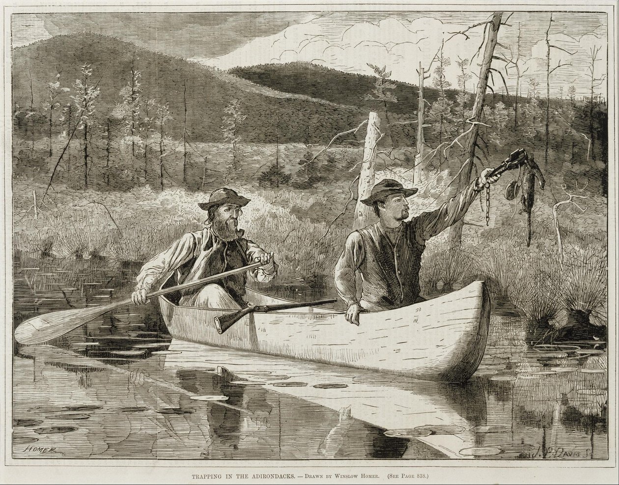 „Csapdázás az Adirondack-hegységben” alkotó: Winslow Homer