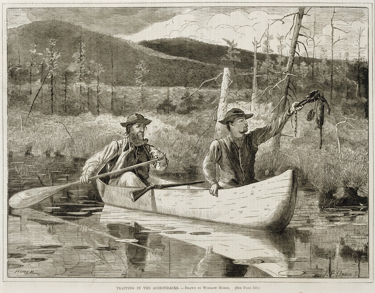 "Csapda az Adirondackokban" alkotó: Winslow Homer