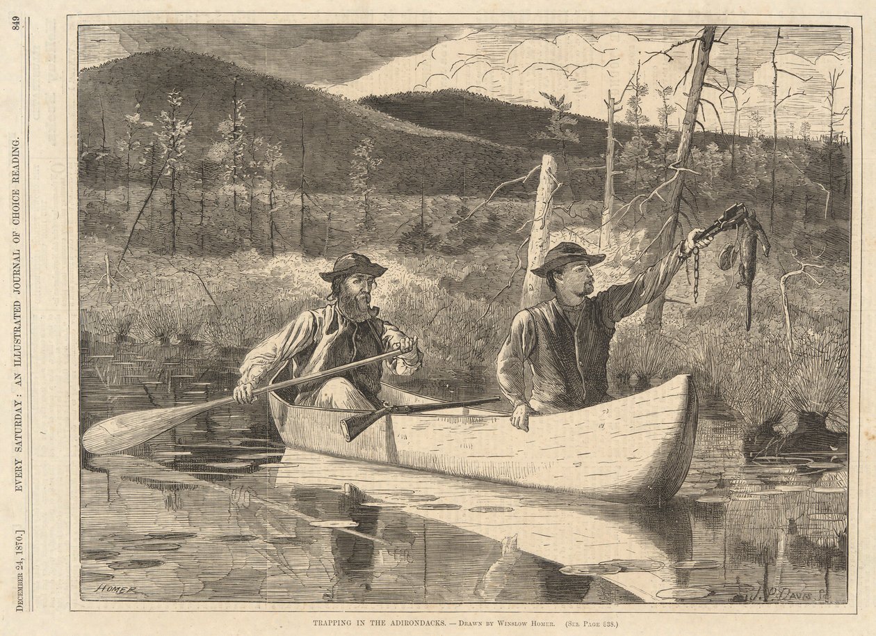 Csapdázás az Adirondackokban, minden szombaton, 1870. december 24-én alkotó: Winslow Homer