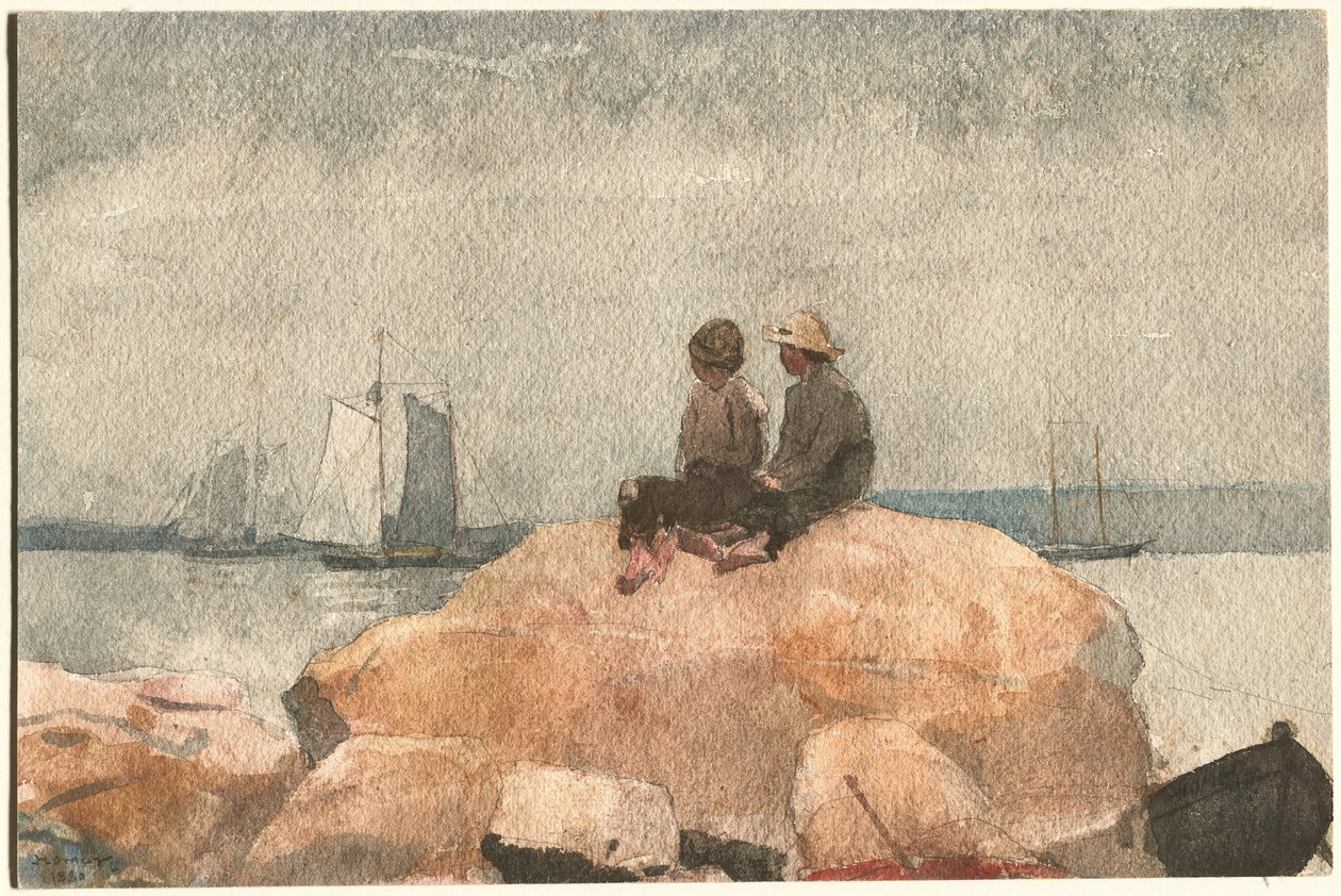 Két fiú nézi a szkúnárokat alkotó: Winslow Homer