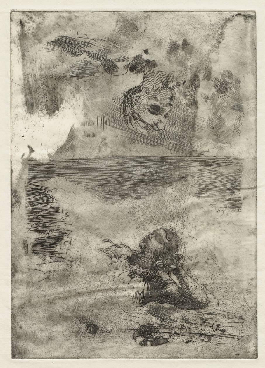 Két fej, tanulmány az "Undertow" után, 1886 körül, nyomtatva 1967 körül alkotó: Winslow Homer