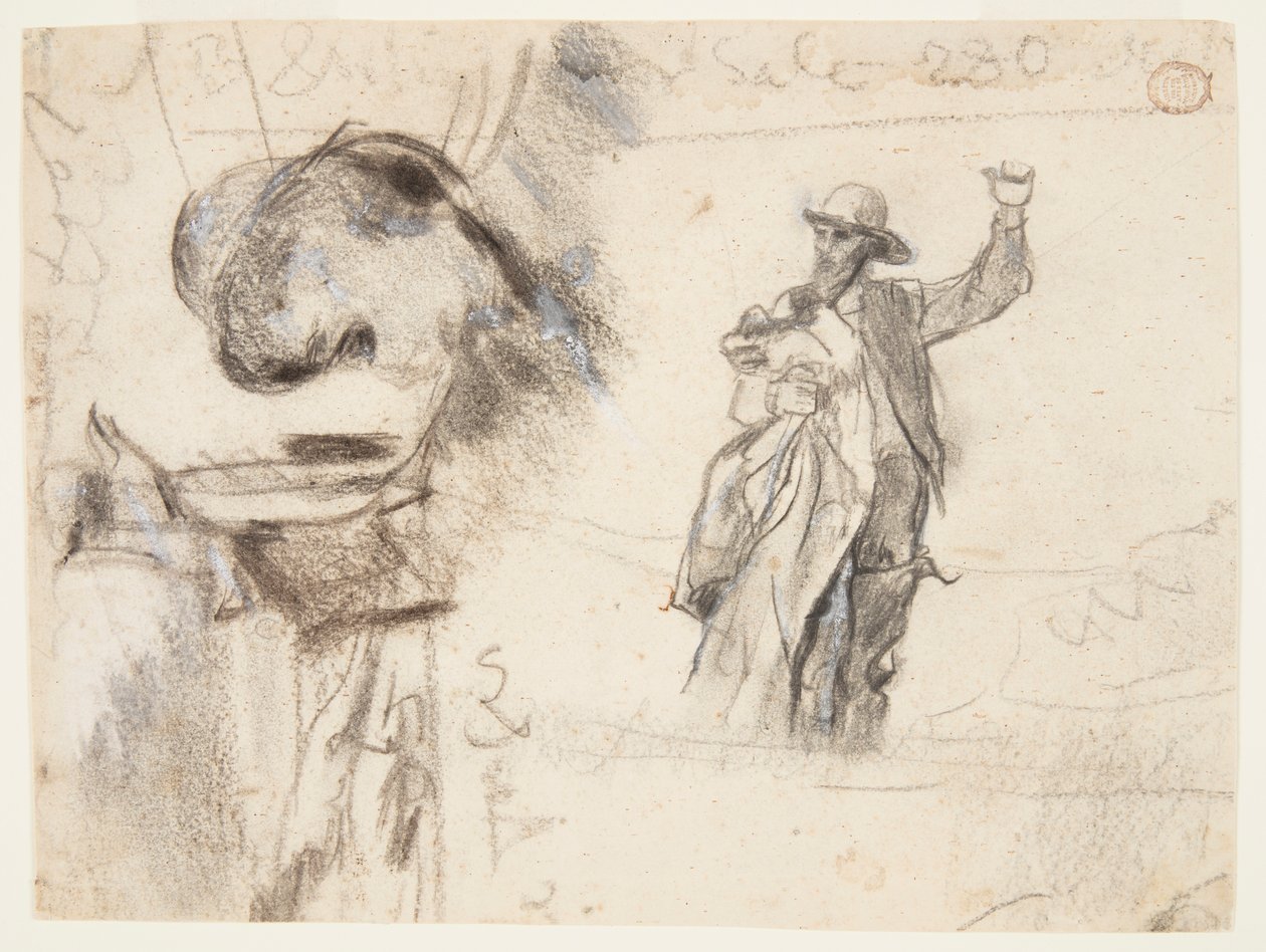 Két tanulmány egy felemelt karú tengerészről alkotó: Winslow Homer