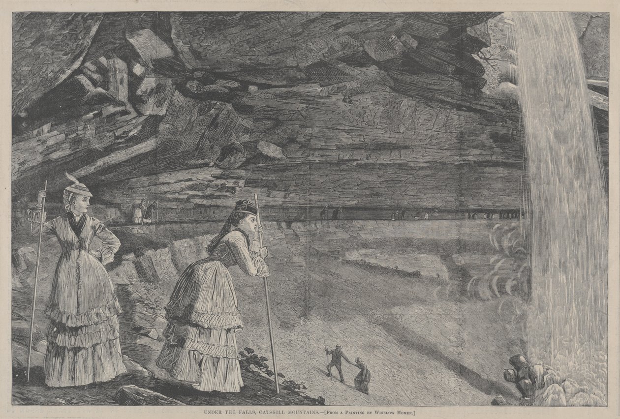 A vízesés alatt, a Catskill-hegység – Winslow Homer festménye alapján alkotó: Winslow Homer