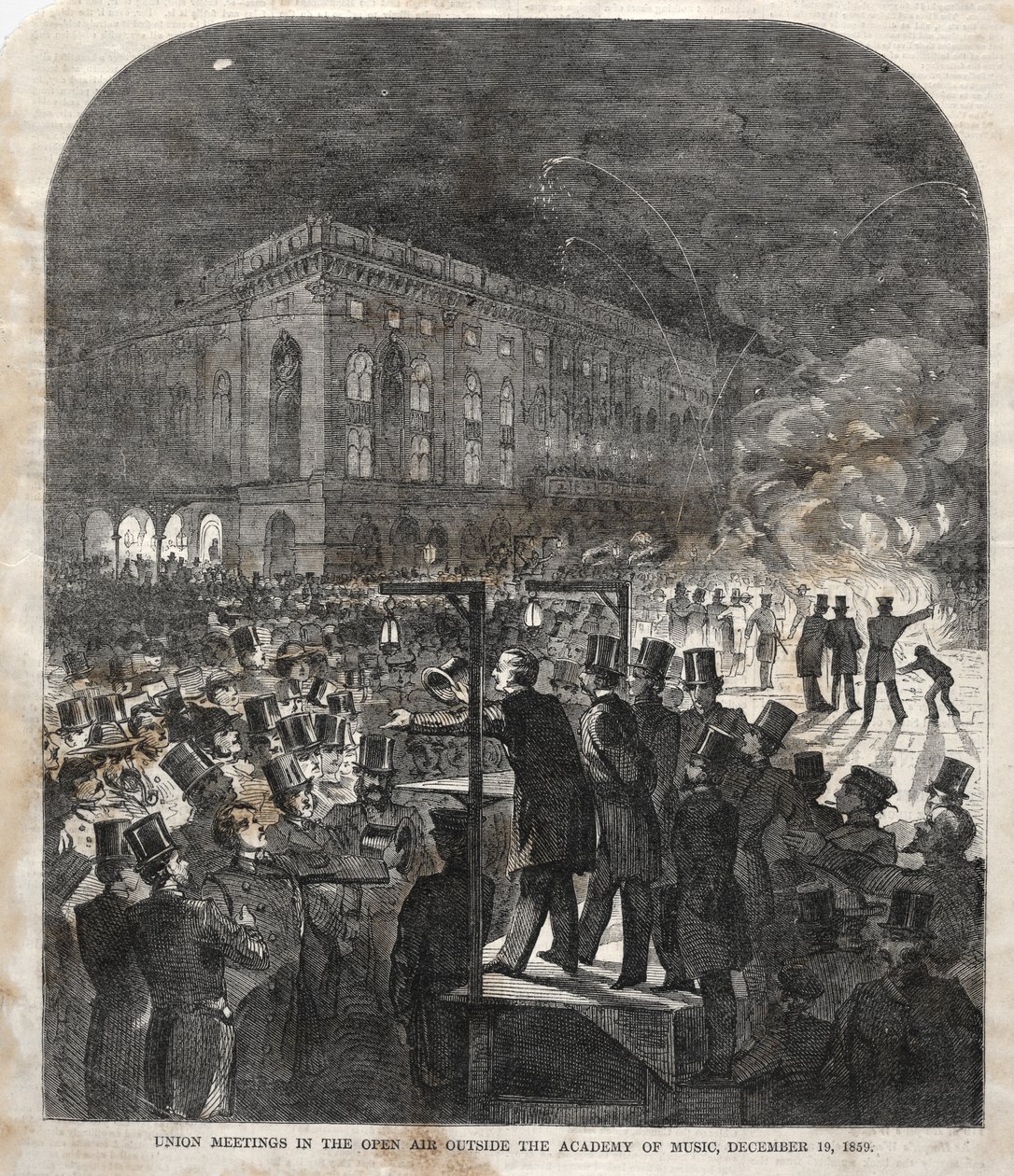 Szakszervezeti találkozó a Szabadtéren a Zeneakadémián kívül, 1859. alkotó: Winslow Homer