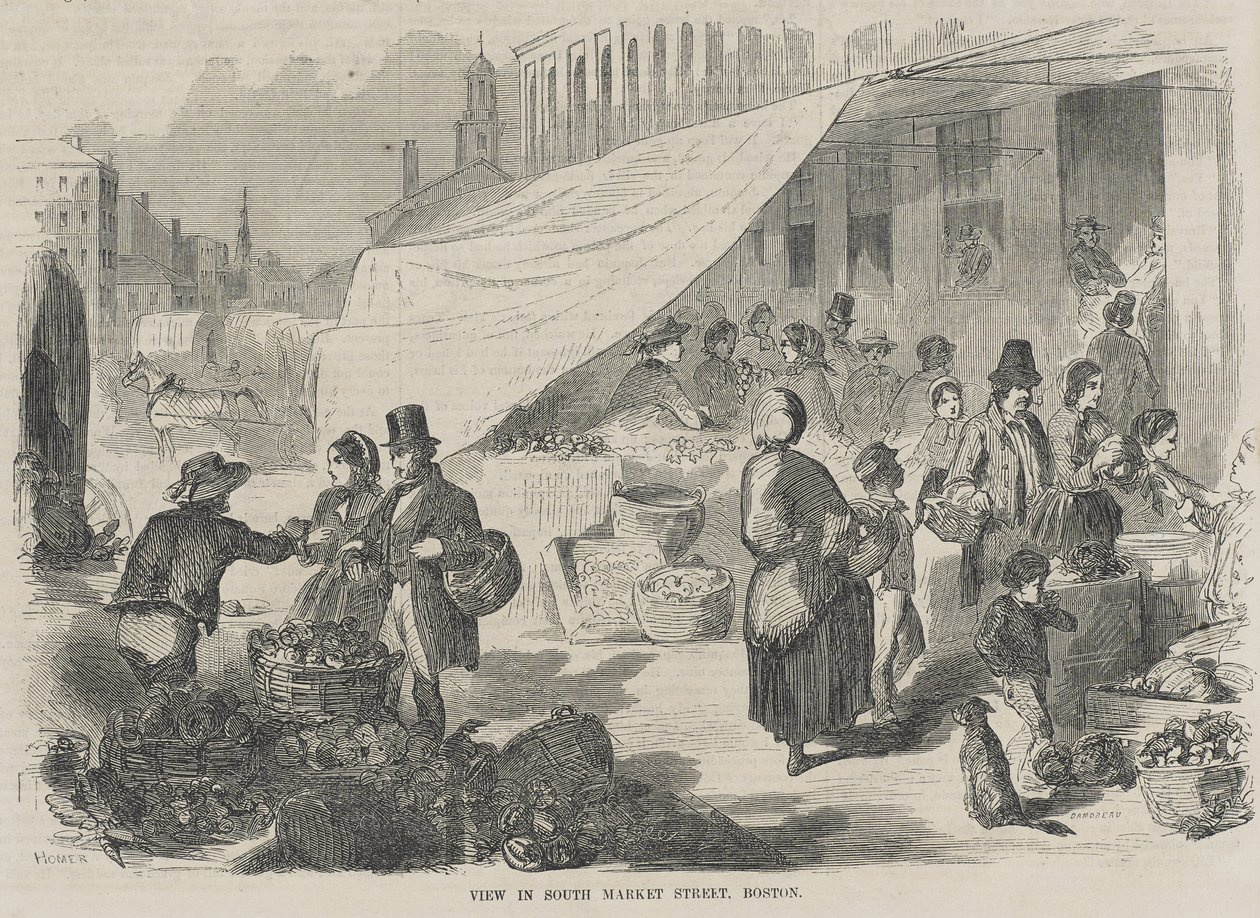 Nézd a South Market Streeten, Bostonban alkotó: Winslow Homer