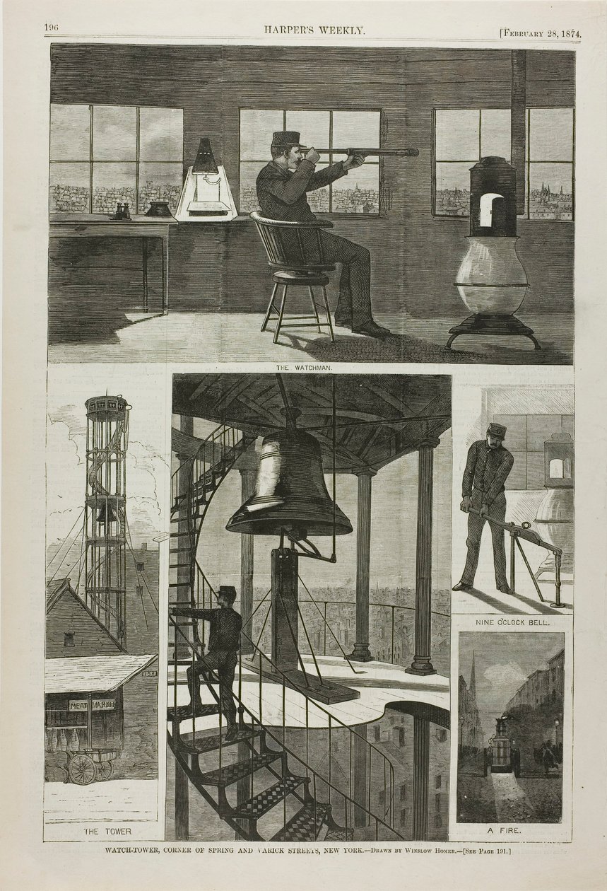 Őrtorony, Spring és Varick utca sarka, New York alkotó: Winslow Homer