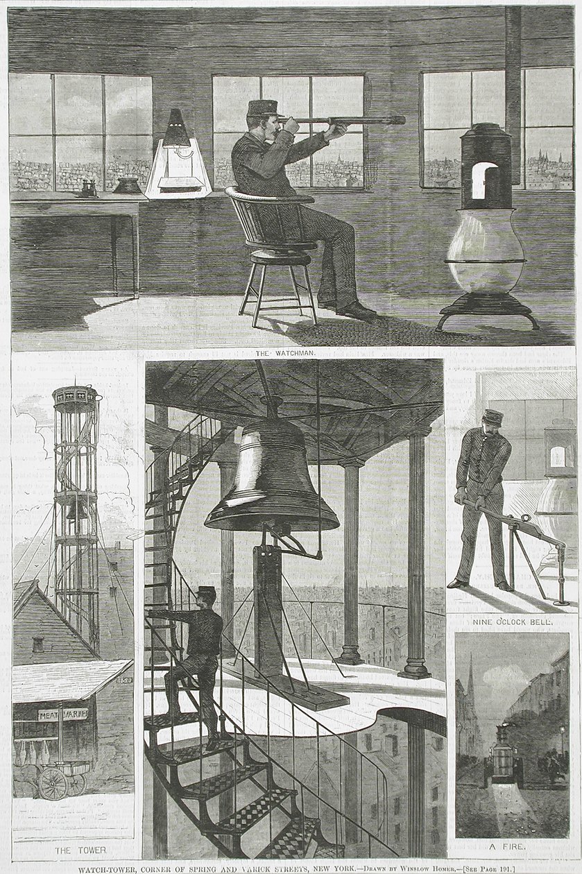 Watch-Tower, a Spring és a Varick utcák sarkán, New York alkotó: Winslow Homer