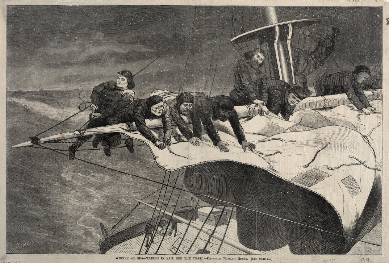Tél a tengeren – vitorlázás a tengerparton, 1869. alkotó: Winslow Homer