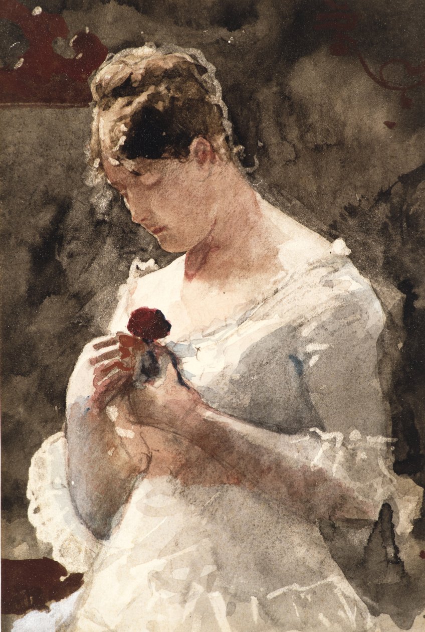 Nő rózsával, 1879 alkotó: Winslow Homer