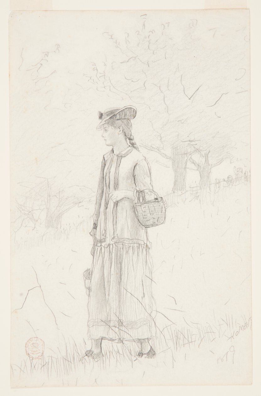 Fiatal nő hordozó kosarat alkotó: Winslow Homer