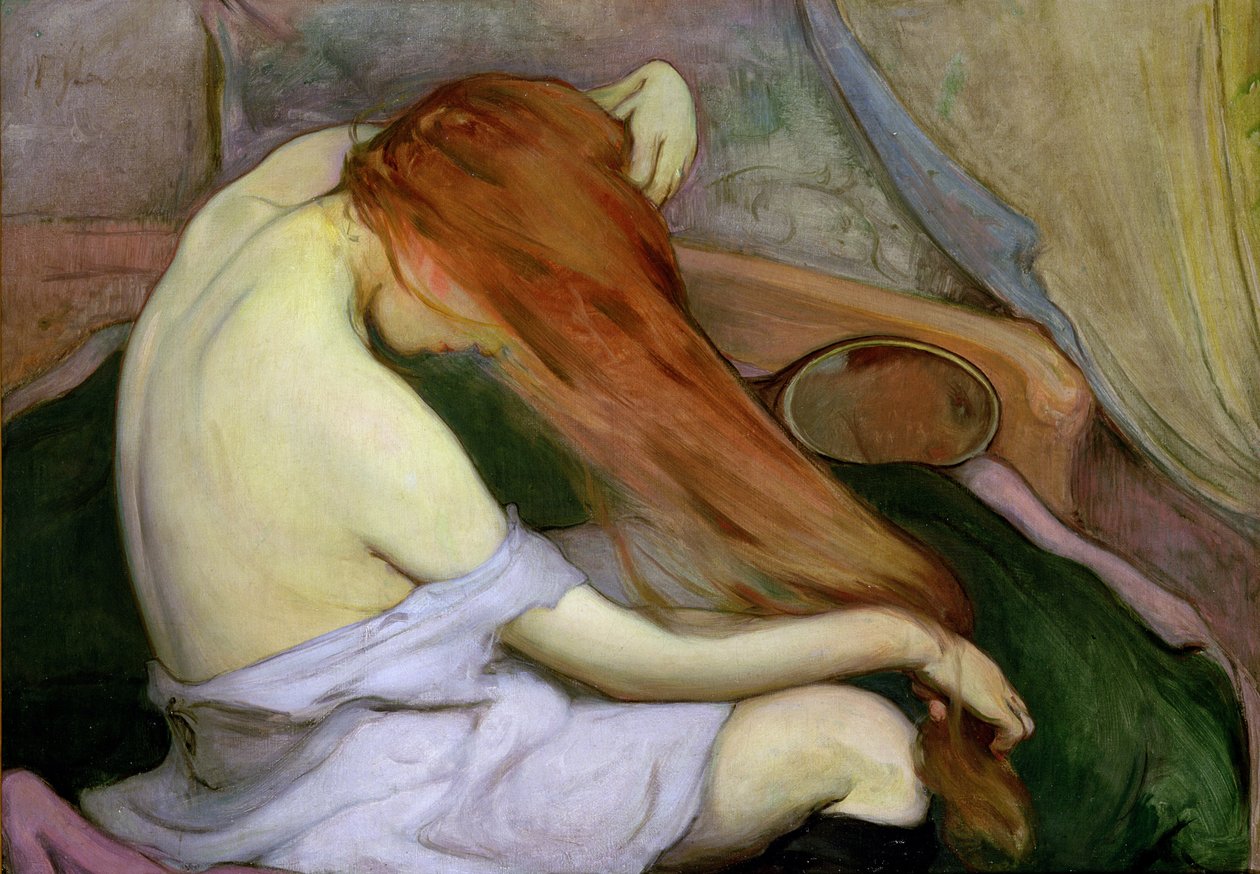 Haját fésülködő nő, 1897 alkotó: Wladislaw Slewinski
