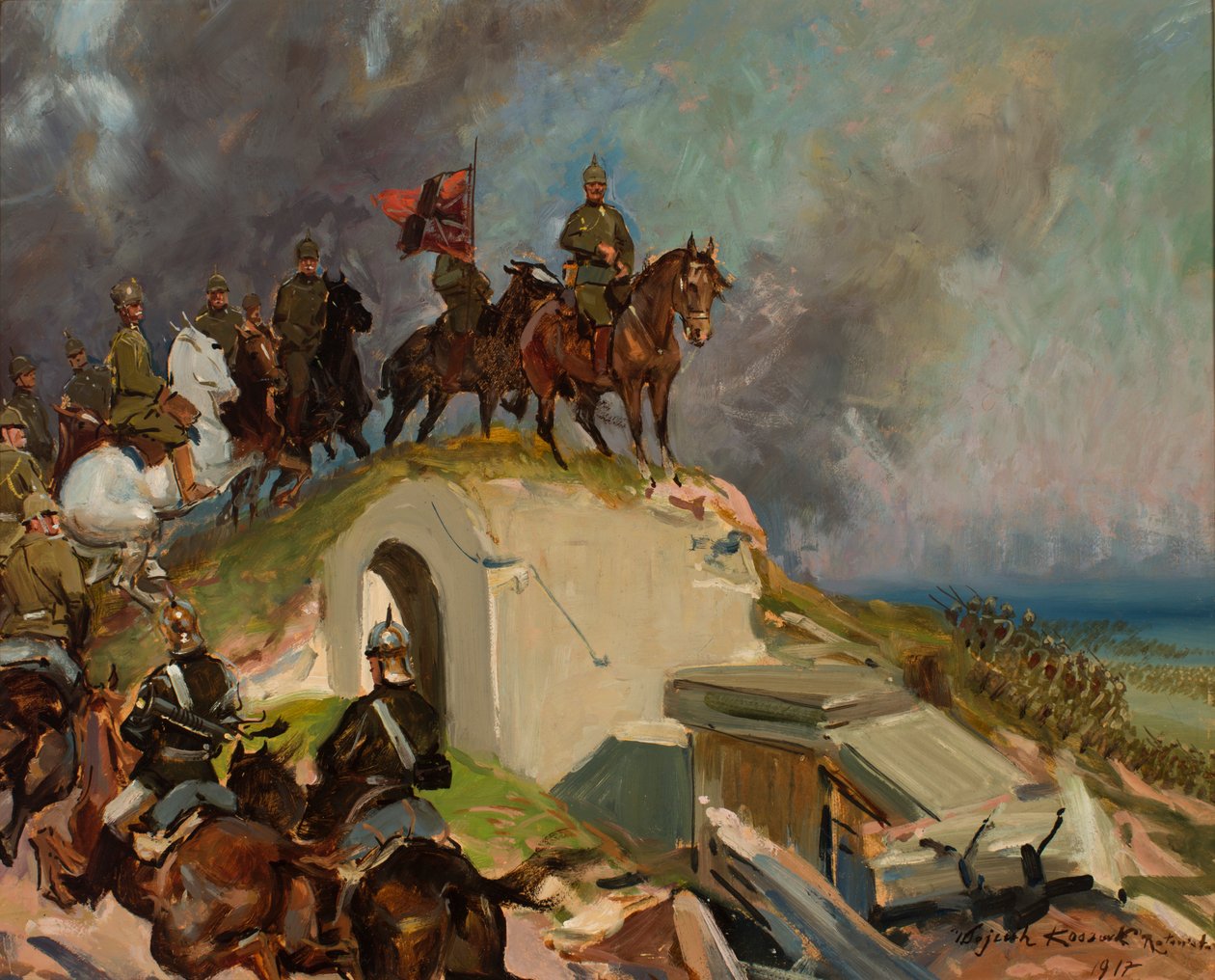 Csatajelenet az első világháborúból alkotó: Wojciech Kossak